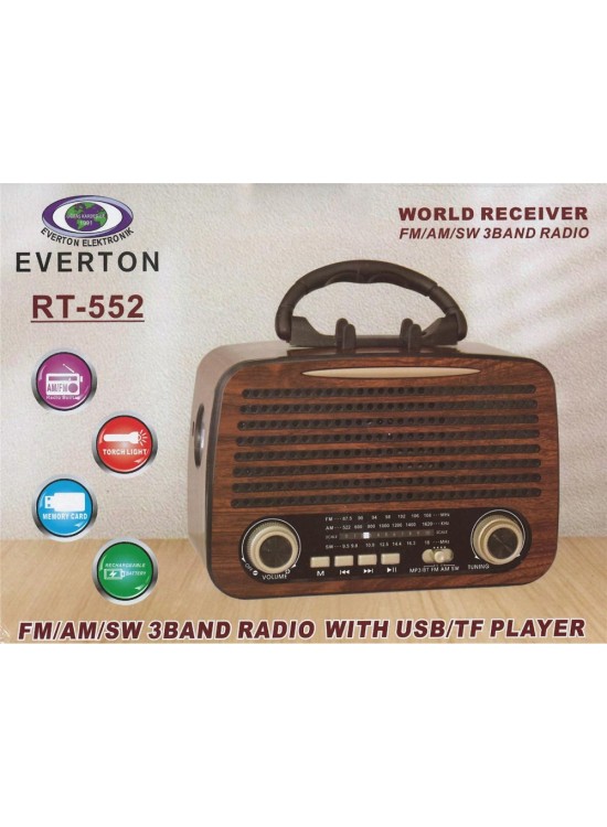 Everton Rt-580  Bluetooth Fm-Usb-Tf-Aux Şarjlı Nostaljik Radyo