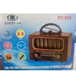 Everton Rt-658  Bluetooth Fm-Usb-Tf-Aux Şarjlı Nostaljik Radyo