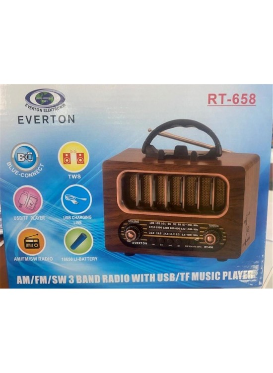 Everton Rt-658 Bluetooth Fm-Usb-Tf-Aux Şarjlı Nostaljik Radyo Everton Rt-658 Bluetooth Fm-Usb-Tf-Aux Şarjlı Nostaljik Radyo