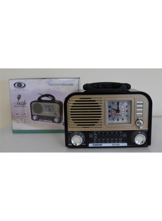 Everton RT-670 Bluetooth Usb-Micro Sd Saatli Nostaljik Radyo