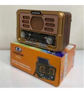 Everton Rt-671 Bluetooth Fm-Usb-Tf-Aux Şarjlı Solar Nostaljik Radyo Güneş Panelli
