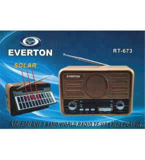 Everton Rt-675  Bluetooth Fm-Usb-Tf-Aux Şarjlı Solar Nostaljik Radyo