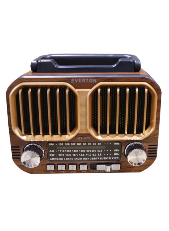 Everton RT-679  Bluetooth-USB-SD-FM Şarjlı Solarlı  Nostaljik Radyo