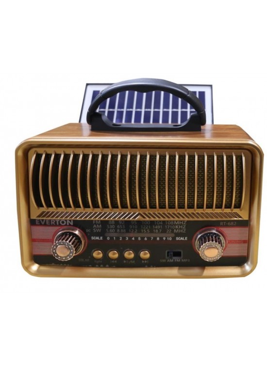 Everton RT-682  Solarlı,Şarjlı Nostaljik Radyo (Bluetooth-USB-SD-FM )