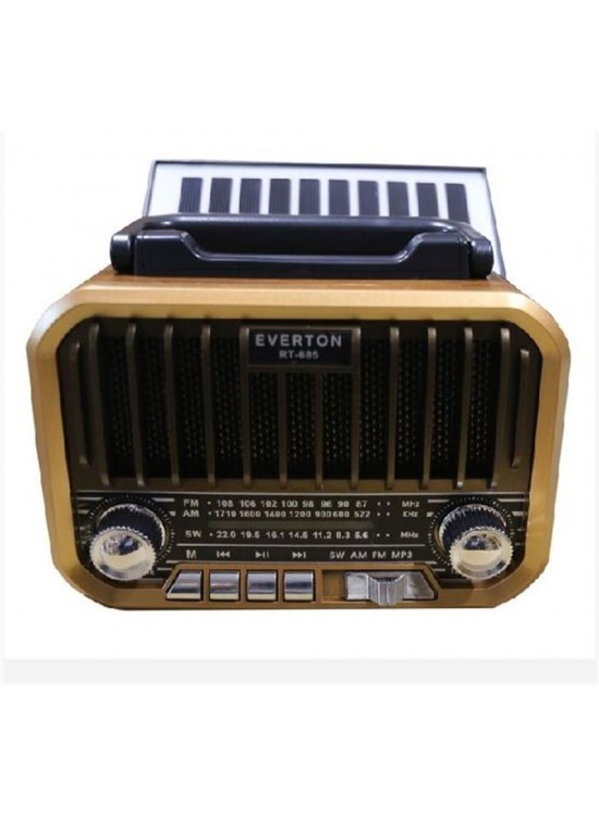 Everton RT-685  Şarjlı,Solarlı  Nostaljik Radyo ( Bluetooth-USB-SD-FM)
