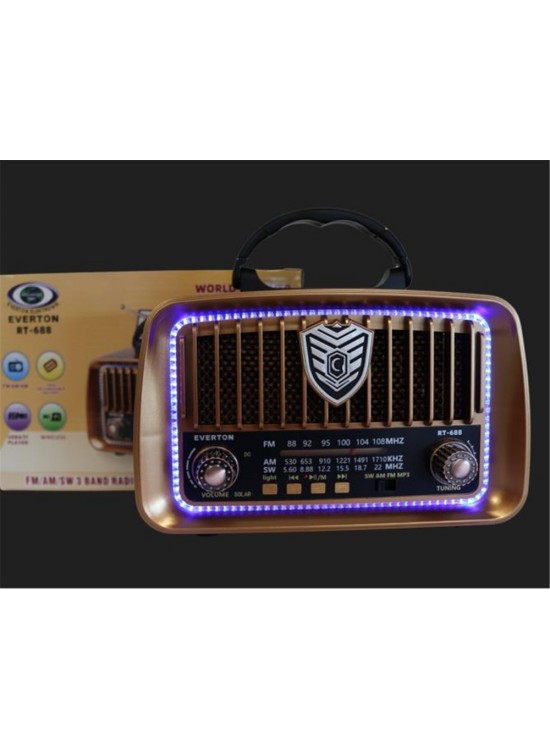Everton RT-688 Bluetooth Usb-Micro Sd Solarlı Saatli Nostaljik Radyo Everton RT-688 Bluetooth Usb-Micro Sd Solarlı Saatli Nostaljik Radyo