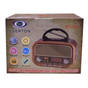 Everton RT-723 Dijital Göstergeli Şarjlı Nostaljik Radyo (AM-FM-SW Wıth BT-USB-TF )