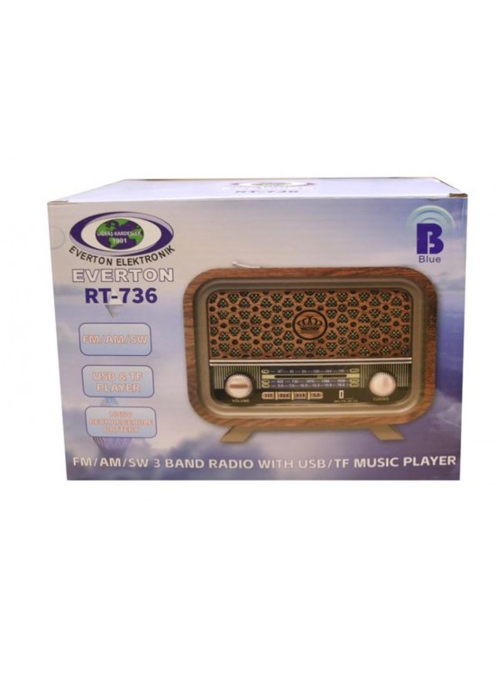 Everton RT-736  Bluetooth-USB-SD-FM Şarjlı  Nostaljik Radyo