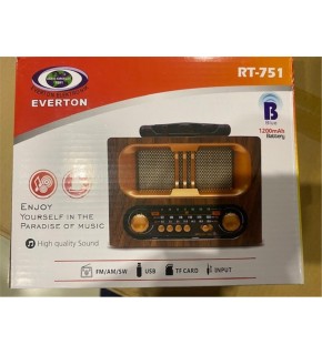 Everton Rt-751 -Fm-Am-Sw-Usb-Tf Card-Aux Nostaljik Radyo Solar (Güneş Paneli)