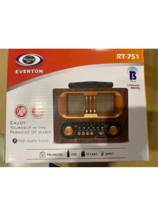 Everton Rt-751 -Fm-Am-Sw-Usb-Tf Card-Aux Nostaljik Radyo Solar (Güneş Paneli) Everton Rt-751 -Fm-Am-Sw-Usb-Tf Card-Aux Nostaljik Radyo Solar (Güneş Paneli)