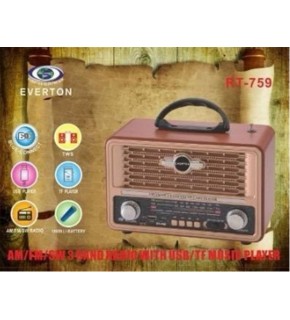 Everton Rt-759  Bluetooth Fm-Usb-Tf-Aux  Şarjlı Nostaljik Radyo