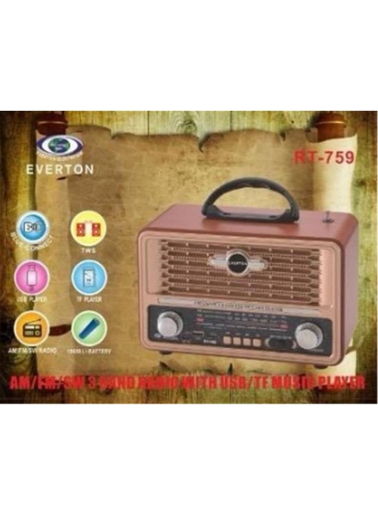 Everton Rt-759 Bluetooth Fm-Usb-Tf-Aux Şarjlı Nostaljik Radyo Everton Rt-759 Bluetooth Fm-Usb-Tf-Aux Şarjlı Nostaljik Radyo