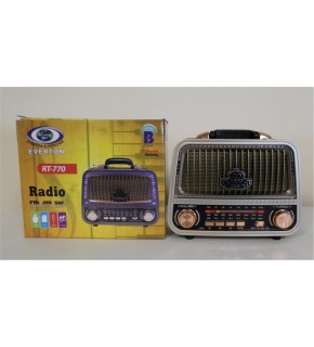 Everton Rt-770  Bluetooth Fm-Usb-Tf-Aux  Şarjlı Nostaljik Radyo