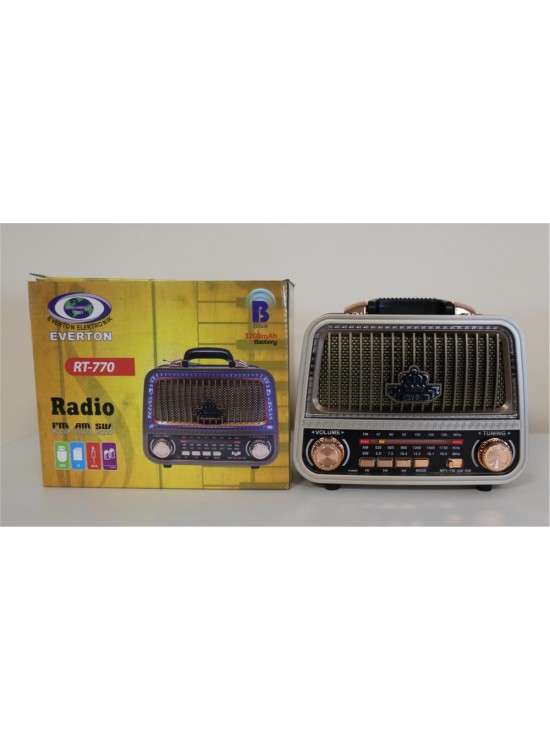 Everton Rt-770  Bluetooth Fm-Usb-Tf-Aux  Şarjlı Nostaljik Radyo