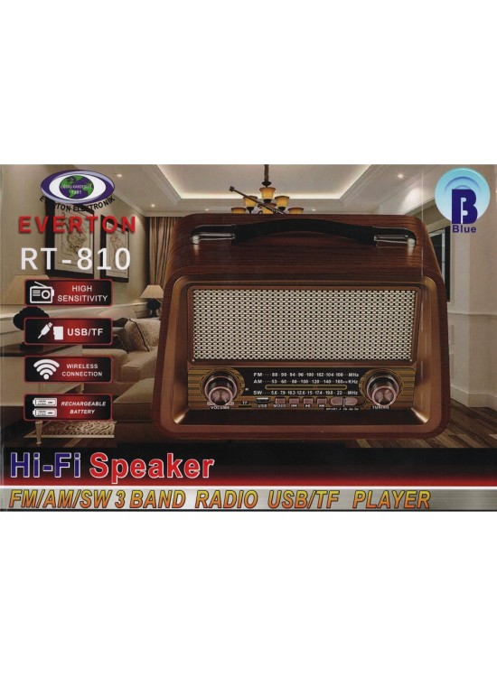 Everton Rt-810 Fm-Usb-Tf-Aux Şarjlı Nostaljik Radyo Everton Rt-810 Fm-Usb-Tf-Aux Şarjlı Nostaljik Radyo