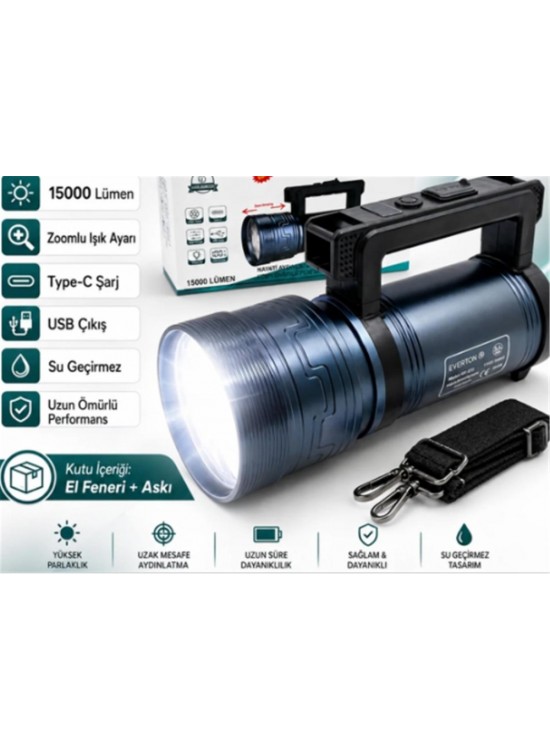 Everton Rt-829 Şarjlı Projektör 150w Zoom Led gösterge 1500lümen 3 Seviye Aydınlatma