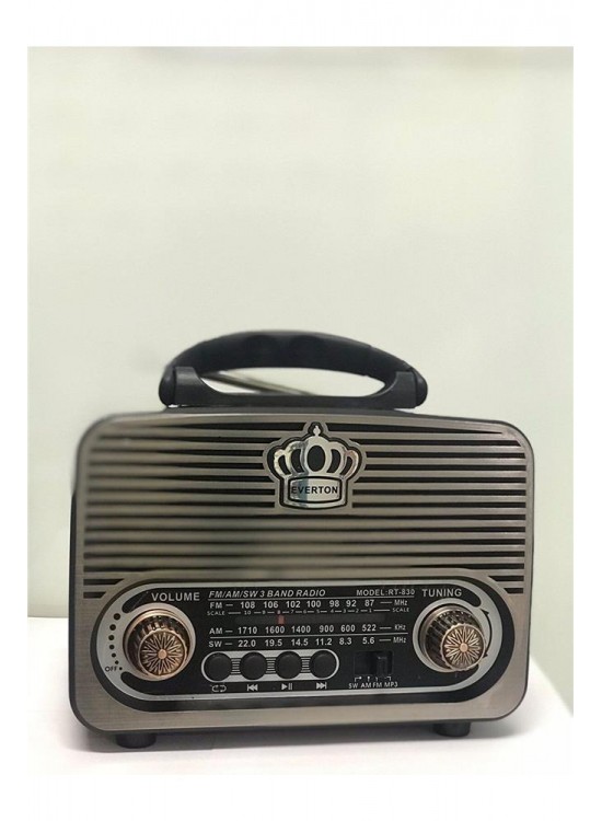 Everton Rt-830 Güneş Enerjili Panelli Bluetooth Fm-usb-Tf Card-Aux Nostaljik Radyo