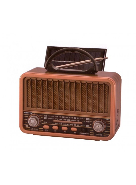 Everton Rt-834 Bluetooth Radyo-TF card-usb-Kumandalı Nostaljik Radyo Solar Güneş Panelli