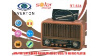 Everton Rt-834 Bluetooth Radyo-TF card-usb-Kumandalı Nostaljik Radyo Solar Güneş Panelli