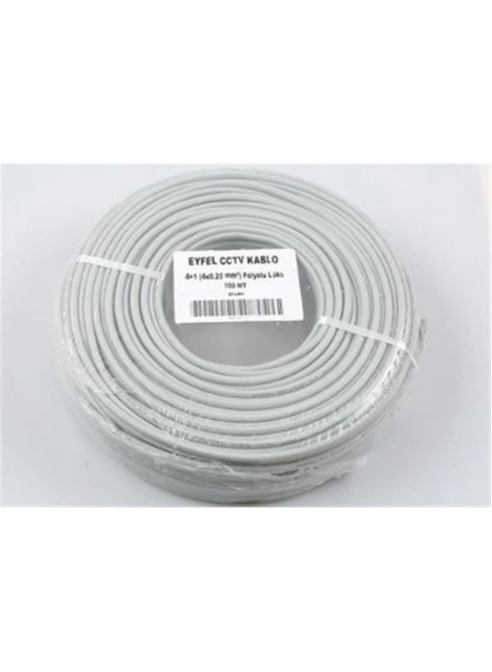Eyfel EF-C400 4+1 2x0.22 (14x0.18 CCA) Folyolu 100M CCTV Kablo