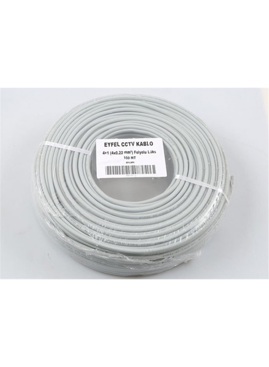 Eyfel EF-C400 4+1 2x0.22 (14x0.18 CCA) Folyolu 100Mt CCTV Kablo