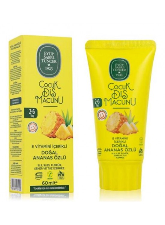 Eyüp Sabri Tuncer Doğal Ananas Özlü 2-6 Yaş Çocuk Diş Macunu 60 ml Eyüp Sabri Tuncer Doğal Ananas Özlü 2-6 Yaş Çocuk Diş Macunu 60 ml