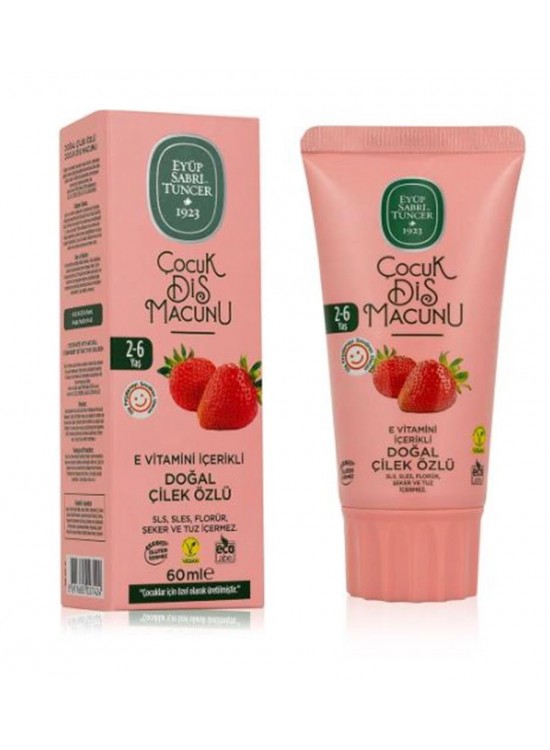 Eyüp Sabri Tuncer Doğal Çilek Özlü 2-6 Yaş Çocuk Diş Macunu 60 ml Eyüp Sabri Tuncer Doğal Çilek Özlü 2-6 Yaş Çocuk Diş Macunu 60 ml
