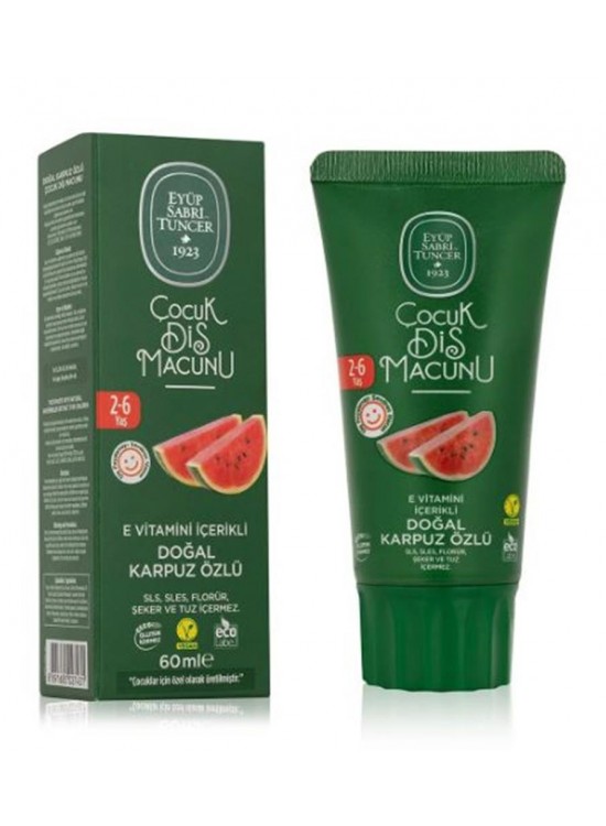 Eyüp Sabri Tuncer Doğal Karpuz Özlü 2-6 Yaş Çocuk Diş Macunu 60 ml Eyüp Sabri Tuncer Doğal Karpuz Özlü 2-6 Yaş Çocuk Diş Macunu 60 ml