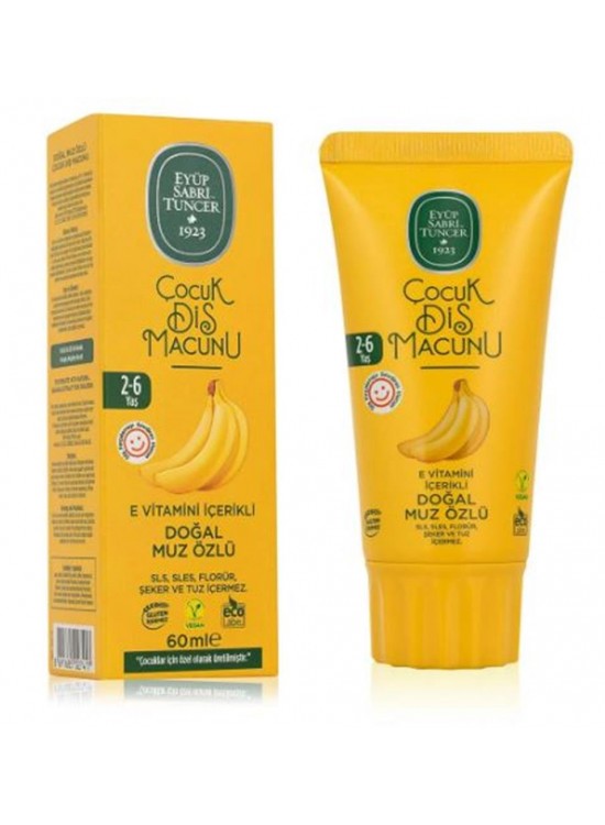Eyüp Sabri Tuncer Doğal Muz Özlü 2-6 Yaş Çocuk Diş Macunu 60 ml Eyüp Sabri Tuncer Doğal Muz Özlü 2-6 Yaş Çocuk Diş Macunu 60 ml
