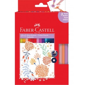 Faber-Castell 15+3 Pastel Renk Boya Kalemi