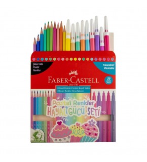Faber-Castell Hayal Gücü Seti(10 Keçeli Kalem+10 Kuruboya) Pastel Renkler