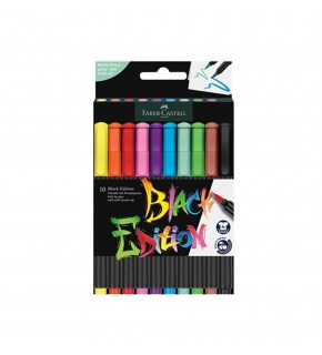 Faber-Castell Keçeli Kalem Black Edition Fırça Uç 10 Lu