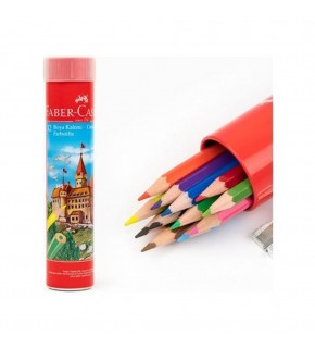 Faber-Castell Kuru Boya Red Line Metal Tüp Kutu Tam Boy 12 Renk Kalemtraş Hediyeli 5173 116512