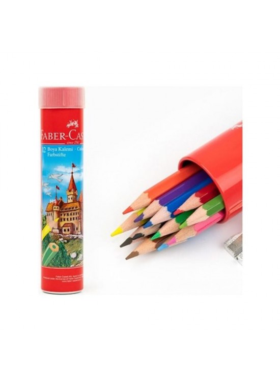 Faber-Castell Kuru Boya Red Line Metal Tüp Kutu Tam Boy 12 Renk Kalemtraş Hediyeli 5173 116512 Faber-Castell Kuru Boya Red Line Metal Tüp Kutu Tam Boy 12 Renk Kalemtraş Hediyeli 5173 116512
