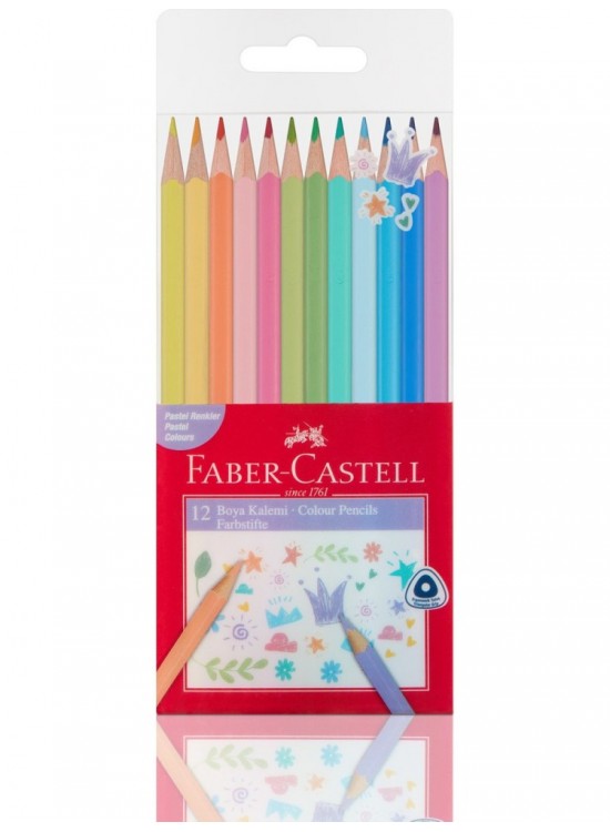 Faber-Castell Pastel Renkler Üçgen Kuru Boya Kalemi 12’li