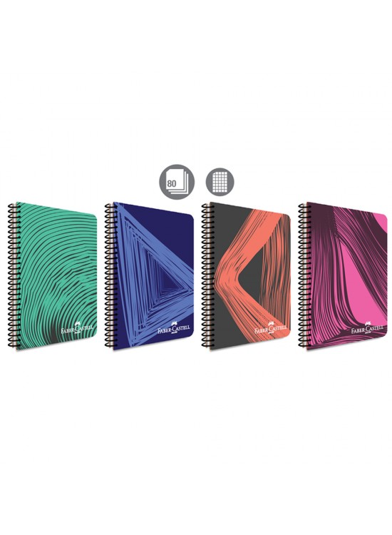 Faber-Castell Spiralli Defter Plastik Kapak Waves 80 YP Kareli