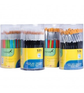 Fanart Yuvarlak Fırça Sentetik Kıllı Akrilik-Yağlı Boya Renkli 535 (1 Adet)
