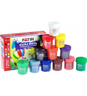 Fatih Guaj Boya Karton Kutu Şişe 25 ML 12 Renk 50420