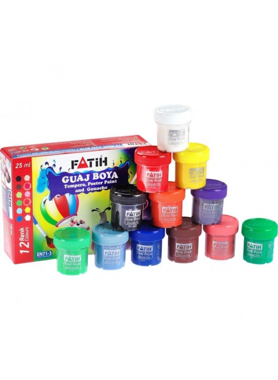 Fatih Guaj Boya Karton Kutu Şişe 25 ML 12 Renk 50420