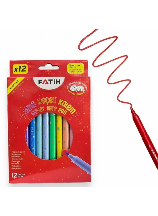 Fatih Keçeli Kalem 12 Renk Simli