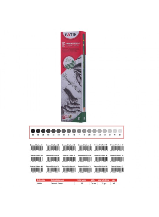 Fatih Kurşun Kalem Dereceli 2H 15010 (1 Adet) Fatih Kurşun Kalem Dereceli 2H 15010 (1 Adet)