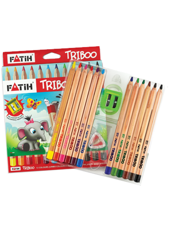 Fatih Kuru Boya Natural Üçgen Jumbo Triboo Tam Boy 12 Renk 33426