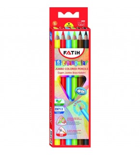Fatih Kuru Boya Tam Boy Jumbo Üçgen Triangular Kalemi 6 Renk 3,5 MM 33490