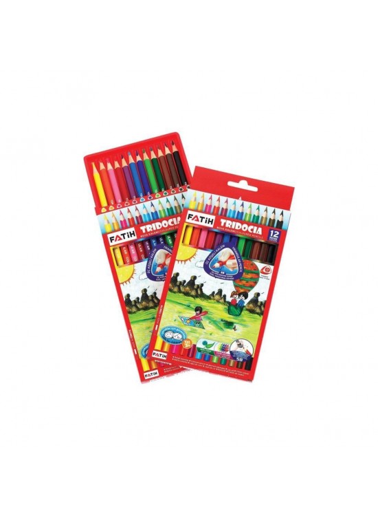 Fatih Kuru Boya Tridocia Üçgen Mercanlı Tam Boy 12 Renk 33250
