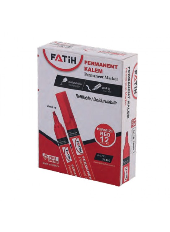 Fatih Markör Permanent Kesik Uç Kırmızı 3440 (1 Adet)