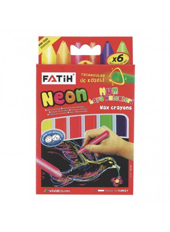Fatih Mum Pastel Boya Neon Wax Crayon Jumbo 6 Renk Neon