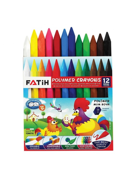Fatih Mum Pastel Boya Polymer Crayons Kısa 12 Renk 50110/F Fatih Mum Pastel Boya Polymer Crayons Kısa 12 Renk 50110/F