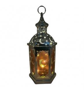 Fener Ledli Gümüş Model 43cm Lüks Pilli