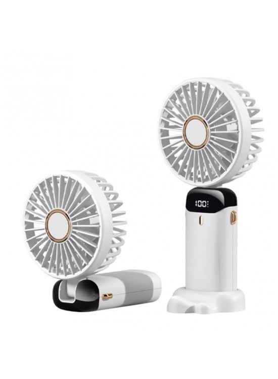 Feny FN-F30 Beyaz Kademeli Ultra Sessiz Led Göstergeli Katlanabilir Şarjlı 1200Mah Mini El Fanı