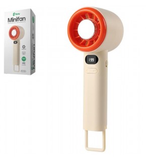 Feny FN-F40 Krem-Turuncu Kademeli Ultra Sessiz Led Göstergeli Şarjlı 1800Mah Turbo Mini El Fanı